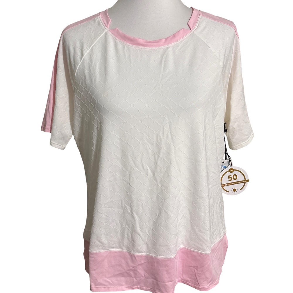 Tail Tennis Women's Short Sleeve Top - Pink and White
